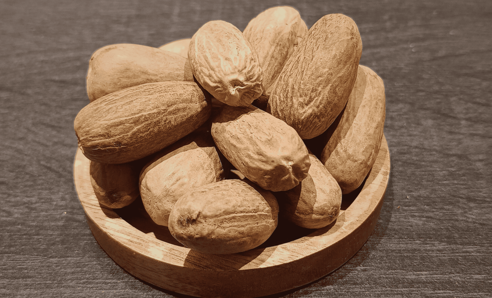 Whole dried Papua nutmeg seeds